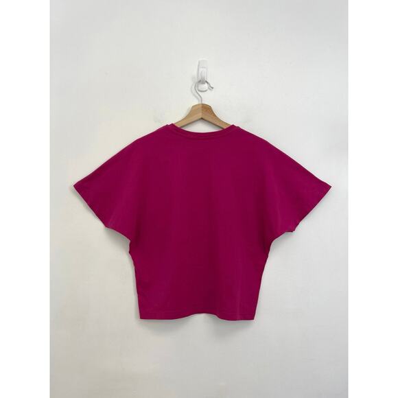 UNIQLO Dolman Sleeve 100% Cotton Crew Neck Oversized Loose T-Shirt Fuchsia XS - Picture 2 of 8
